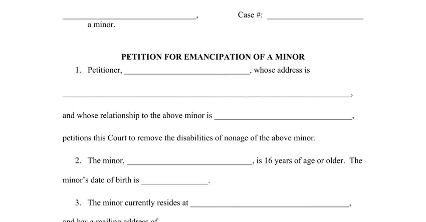 portion of gaps in petition for emancipation