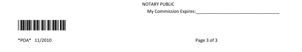 florida power attorney poa NOTARY PUBLIC, My Commission Expires:, *POA*, *POA* 11/2010, and Page 3 of 3 blanks to fill