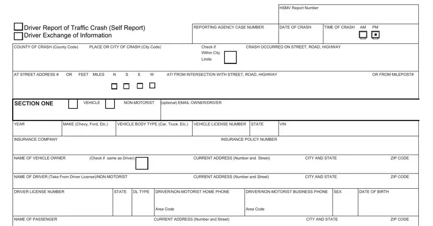 step 1 to filling in florida highway patrol accident reports