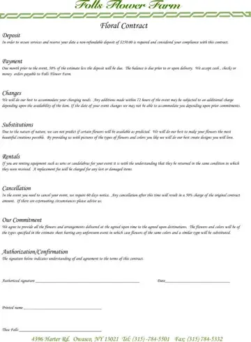 Florist Contract Template Form Preview