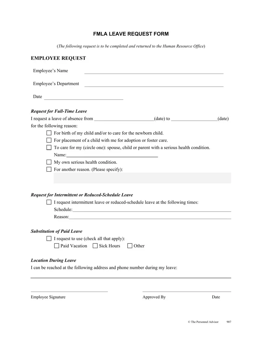 Fmla Leave Form first page preview