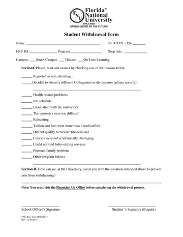Fnu Withdrawal Online Form Preview