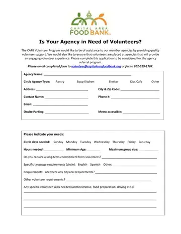 Food Bank Application Form Preview
