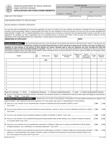 Food Stamps Missouri Form Preview