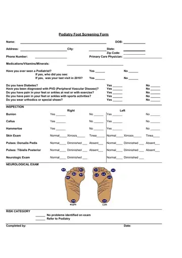 Foot Screening Form Preview