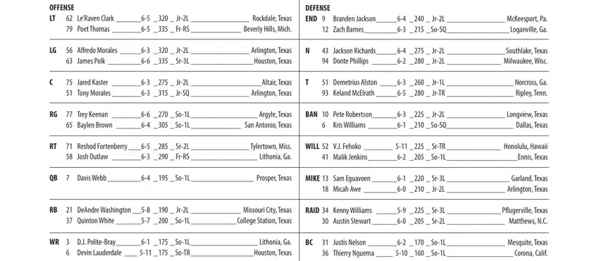 depth chart template blanks to consider