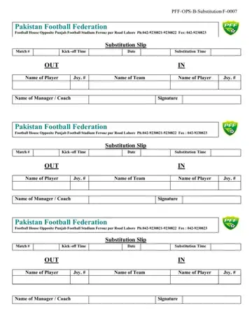 Football Substitution Form Preview