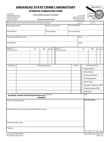 Forensic Laboratory Form Preview