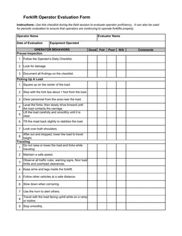 Forklift Evaluation Form Preview