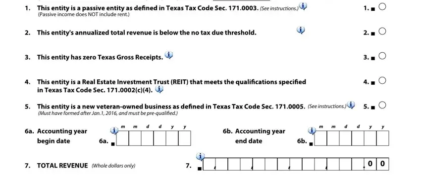 Filling out no tax due information report stage 2