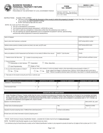 Form 103 Short Preview
