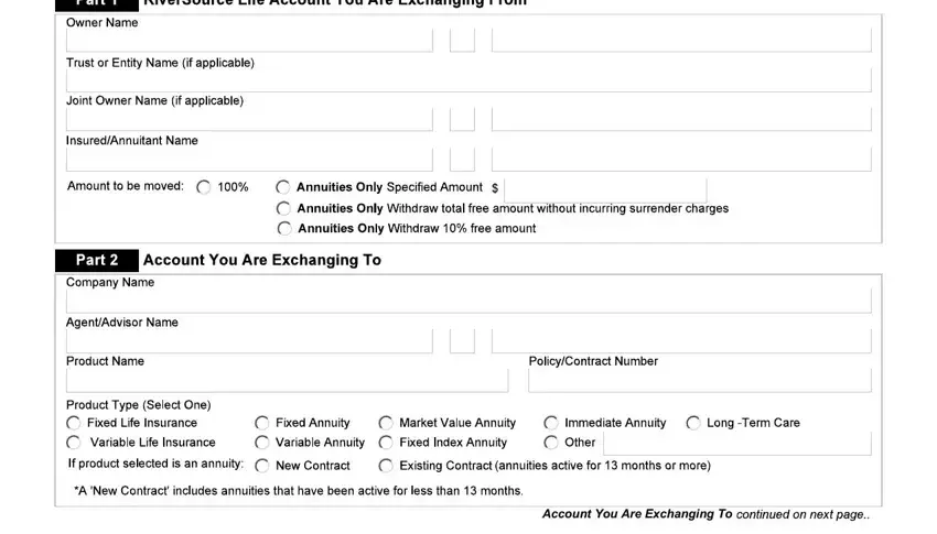 part 2 to entering details in riversource 1035 exchange