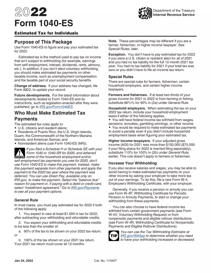 Form 1040 Es Payment Voucher first page preview