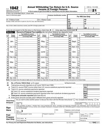 Form 1042 Preview