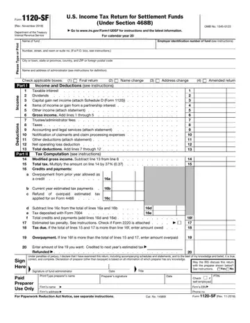 Form 1120 Sf Preview