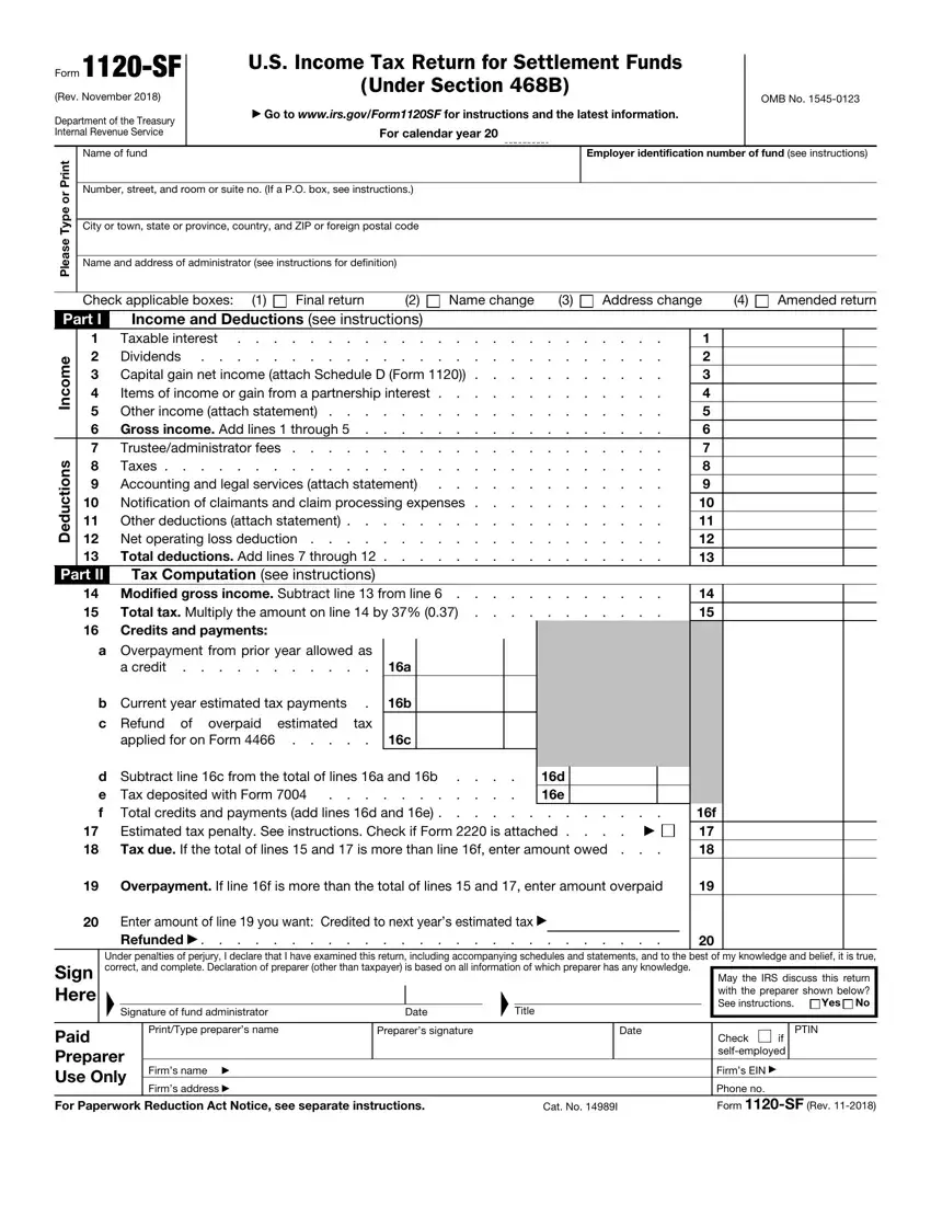 Form 1120 Sf first page preview