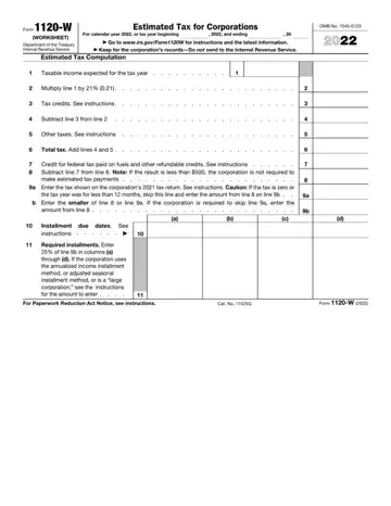 Form 1120 W Preview