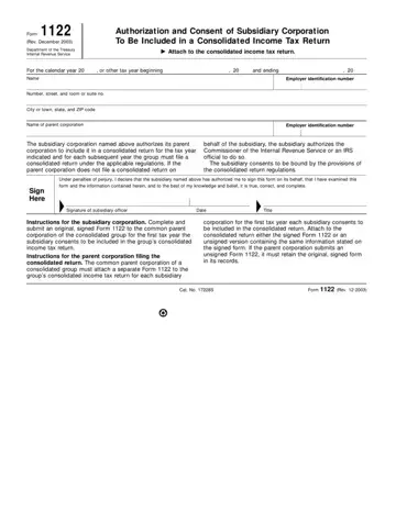 Form 1122 Preview