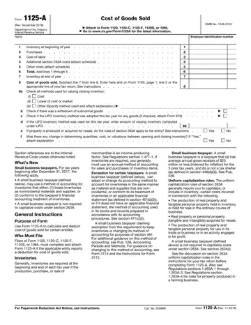 Form 1125 A Preview