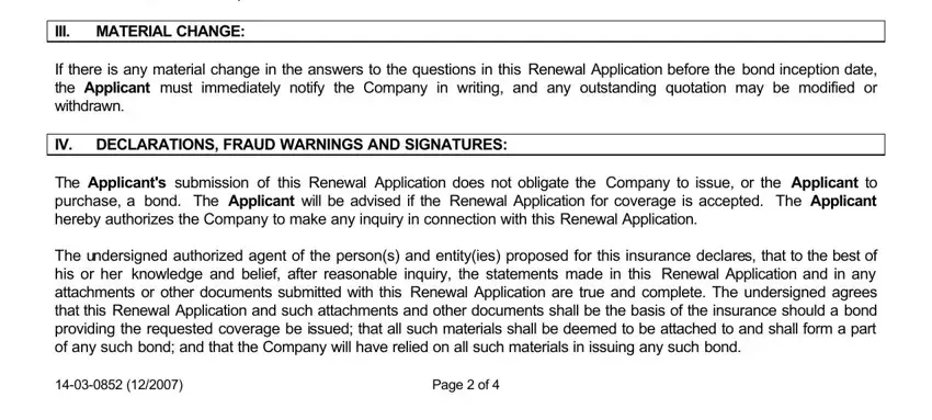 Filling in Form 14 03 0852 stage 3