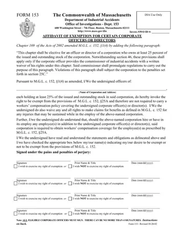 Form 153 Massachusetts Preview