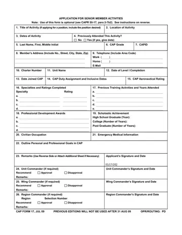 Form 17 Application Preview