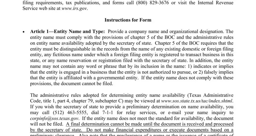 texas sos form 205 blanks to complete