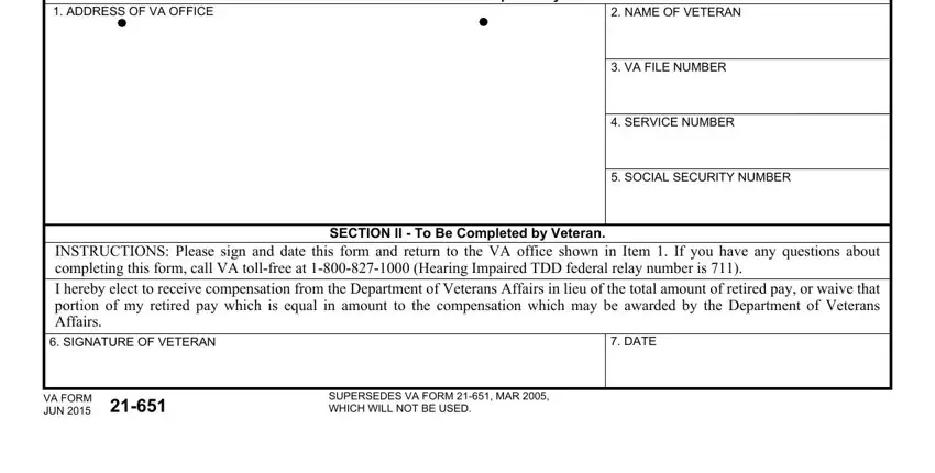 filling out Form 21 651 part 1