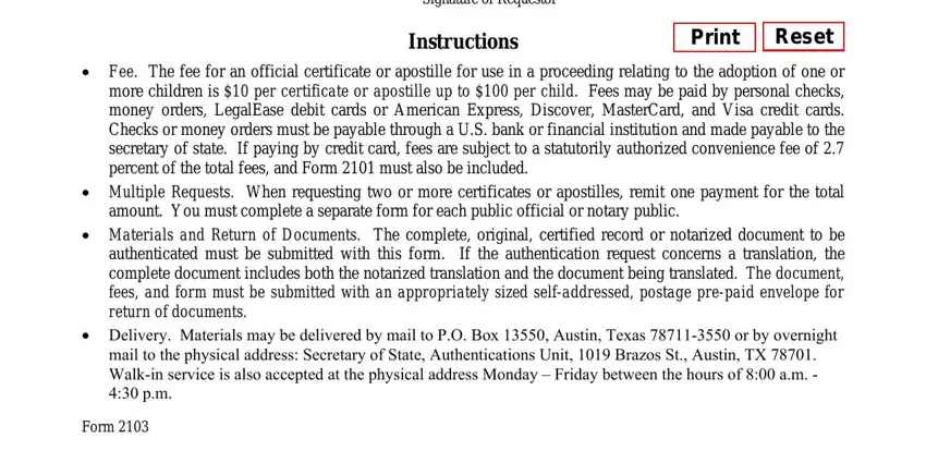 Filling out form 2102 apostille part 2