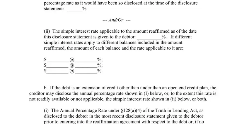 Finishing reaffirmation agreement form stage 3