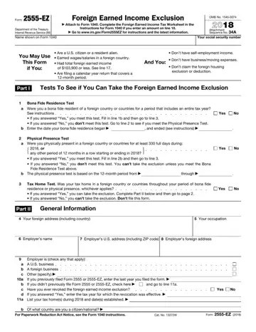 Form 2555 Ez Preview