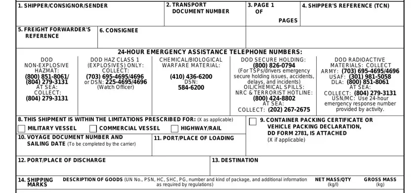 dd form 2890 spaces to complete