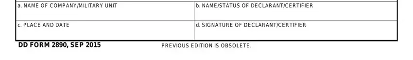 Filling out dd form 2890 stage 3