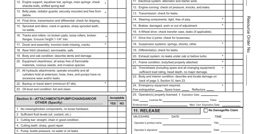 part 2 to filling out fillable equipment inspection checklist