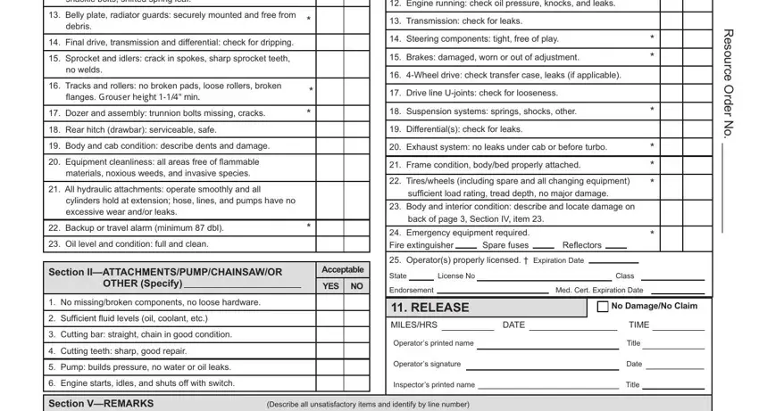 Filling in fillable equipment inspection checklist part 5