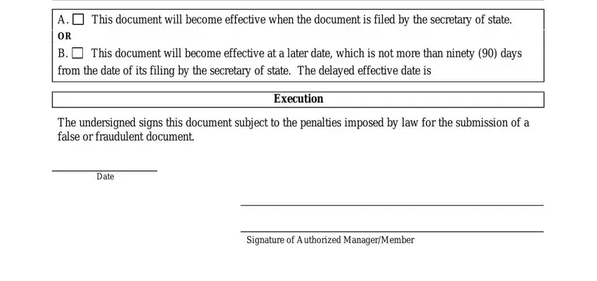 Filling in what is a 409 declaration part 4