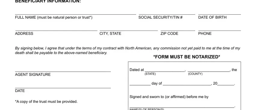 Filling in north american company for life and health beneficiary change form stage 2