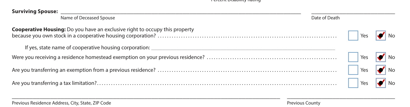 Form 50-114 example filled out, cooperative housing and previous residence
