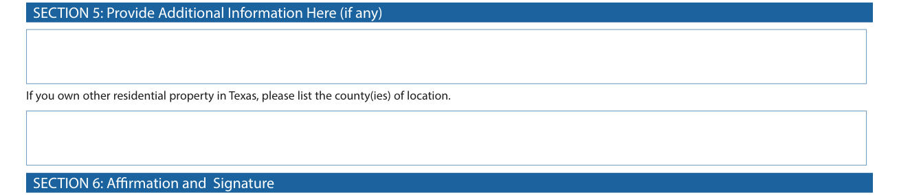 Form 50-114 example filled out, section 5: Provide Additional Information Here (if any)