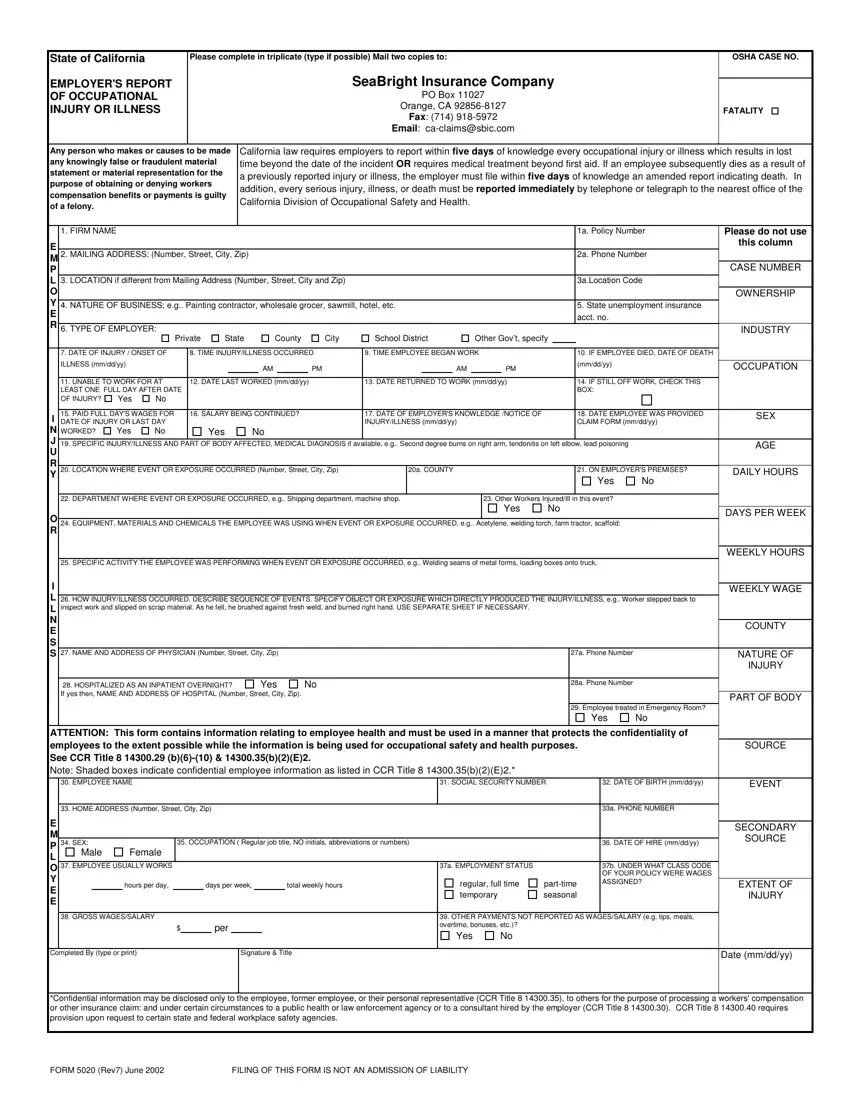Form 5020 California first page preview