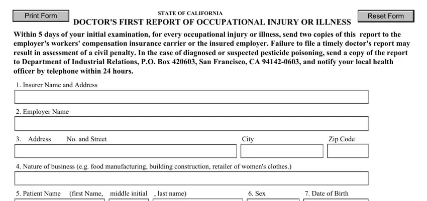 portion of blanks in california first report