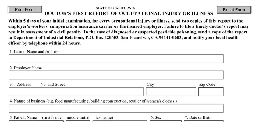 portion of blanks in doctors first report