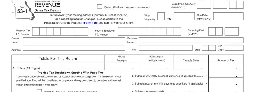 step 1 to filling in missouri sales