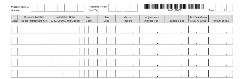 stage 3 to filling out missouri sales