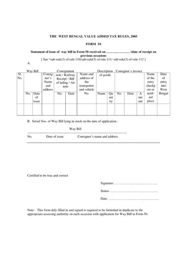 Form 54 Of Wb Vat Preview