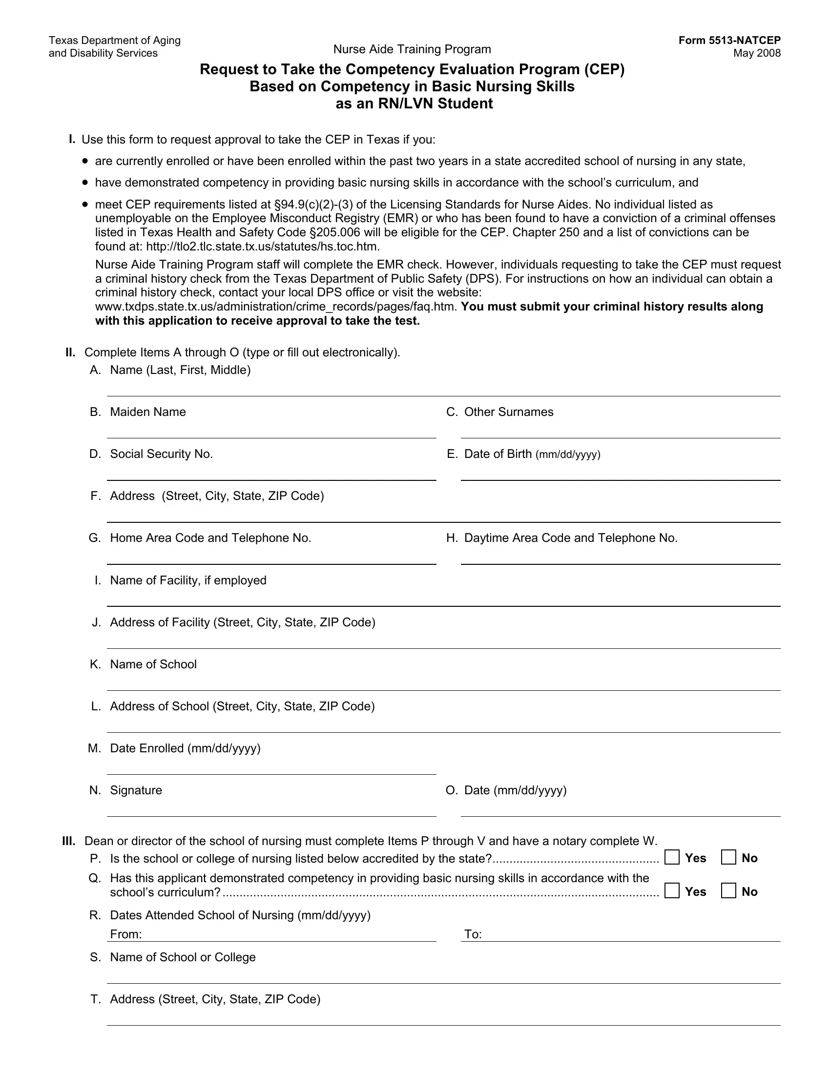 Form 5513 Natcep Preview