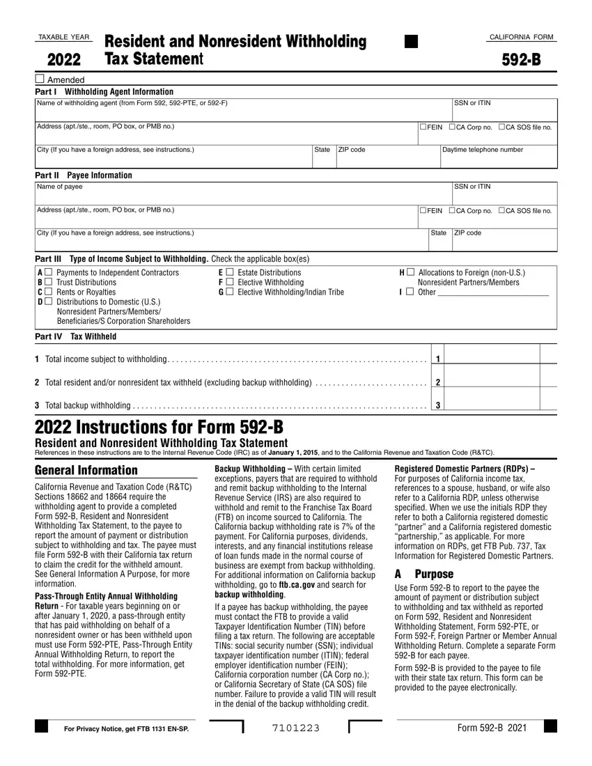 Form 592 B first page preview