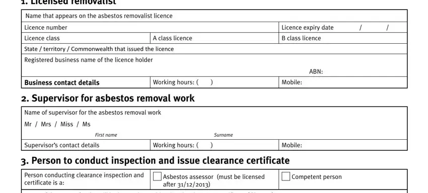 part 1 to filling out Form 65 Asbestos