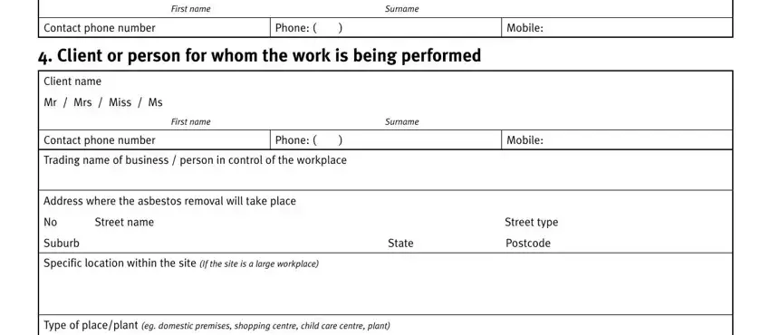 Entering details in Form 65 Asbestos stage 2