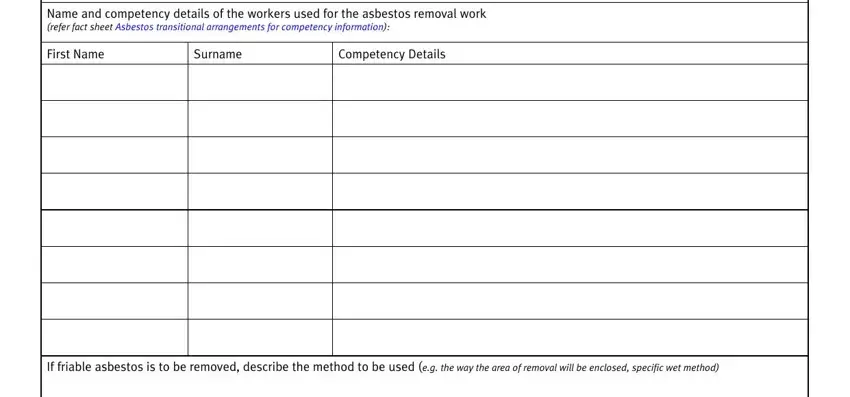 part 4 to entering details in Form 65 Asbestos